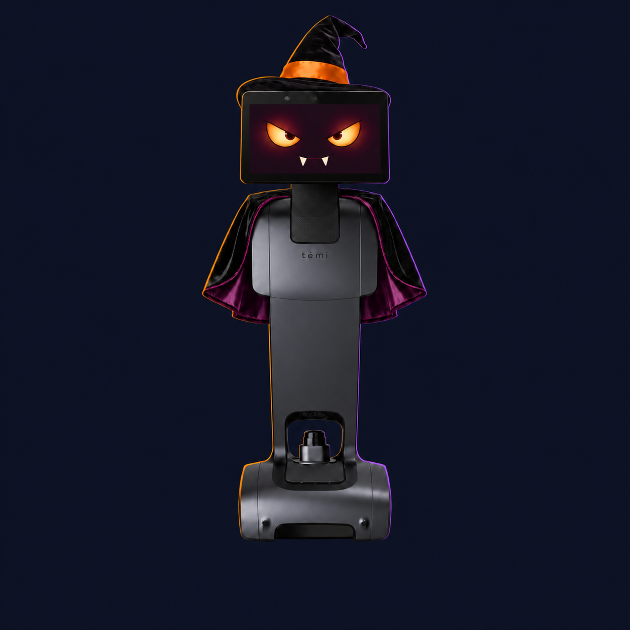 temi V1 or V2 to temi V3 Wi-Fi Upgrade with Lifetime temi Pro Subscription Included with decorative Halloween styling. Costume not included.